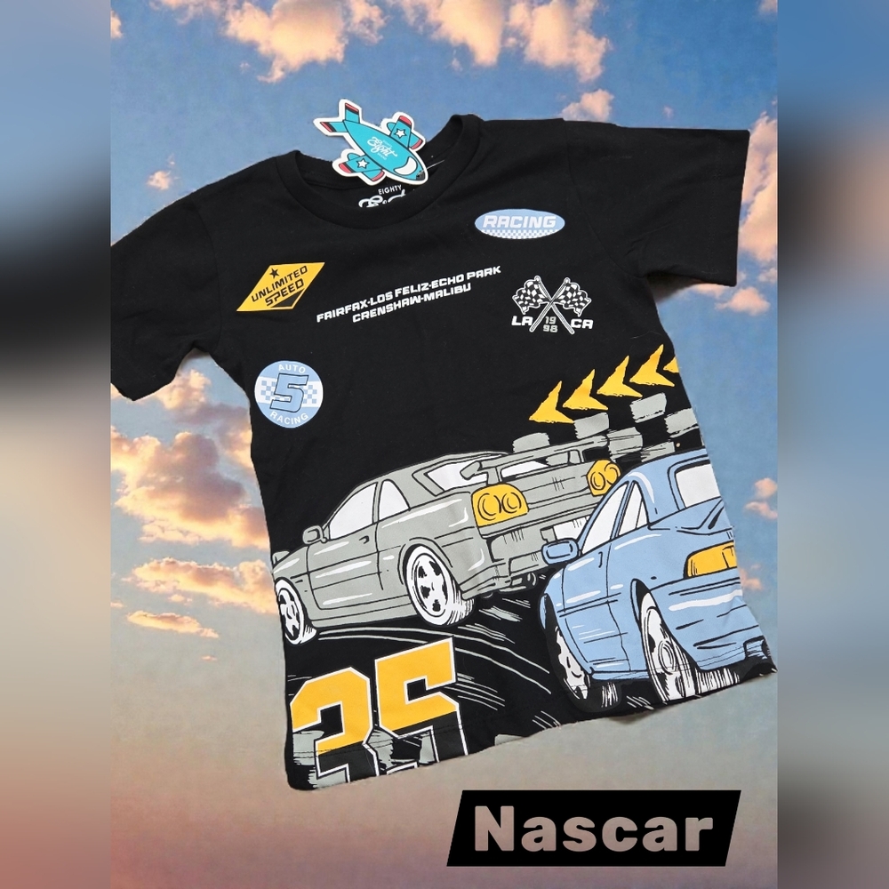 New Born to Fly auto racing T-Shirt Boys 4 Or 5